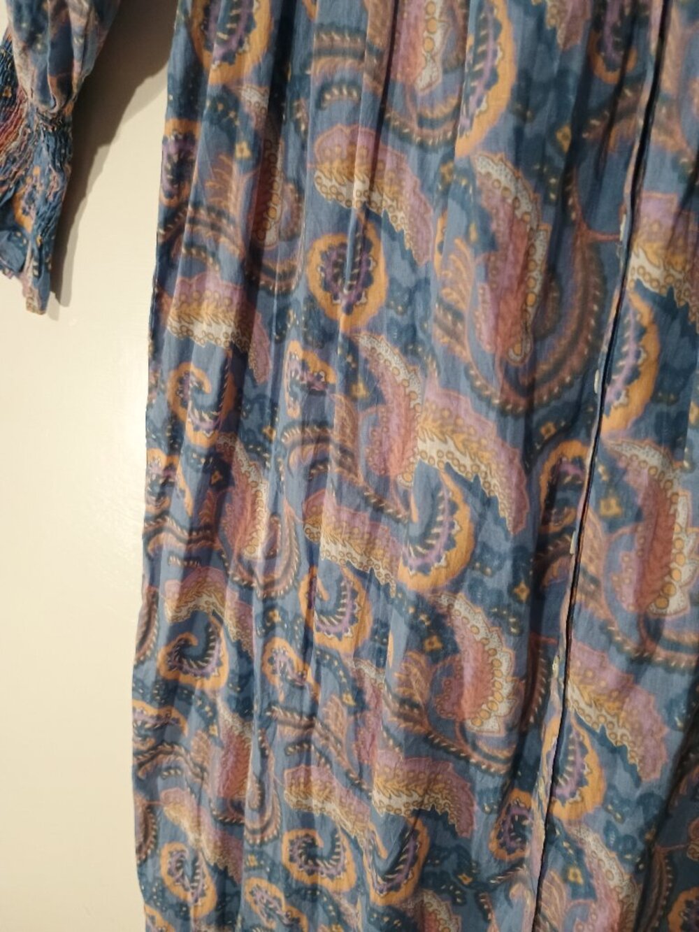 Antik Batik Blue Paisley Smocked Midi Maxi Dress Women’s XS Boho Long Sleeve - Picture 7 of 10
